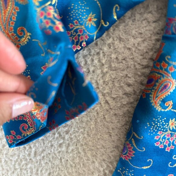 Vintage Bonnie Boynton Crop Blazer Jacket Silky Asian Paisley Tasseled Boho - Picture 16 of 16